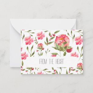 Cartões de Nota de Peony de Aquarela - Stati Flora