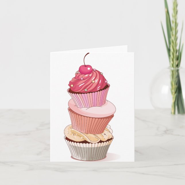 Cartões de Nota de Pilha de Cupcake (Frente)
