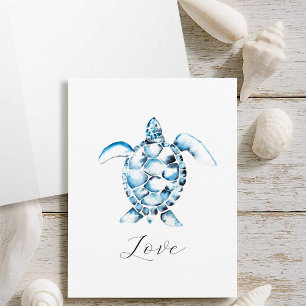 Cartões De Nota De Tartaruga Do Mar De Aquarela Co