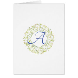 Cartões de Nota do Monograma Verde de Letra de Scr