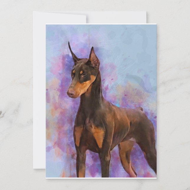 Cartões de Nota - Doberman Vermelho em Fundo de Co (Frente)