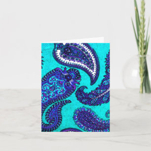 Cartões de nota elétricos de Paisley do Aqua