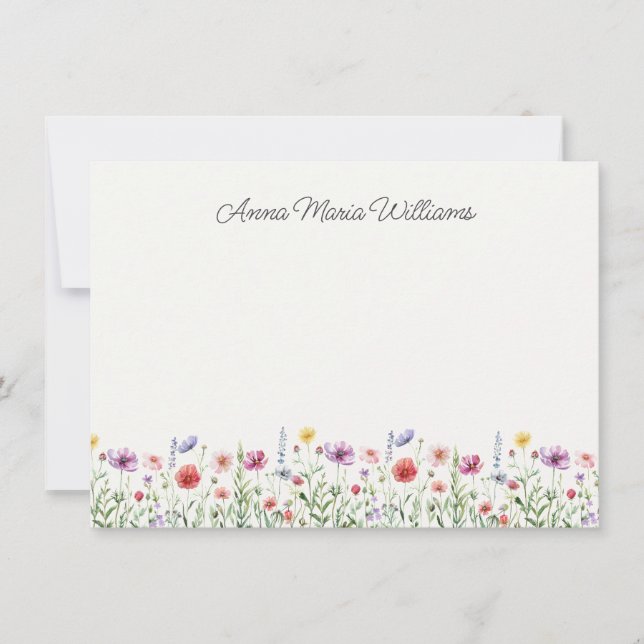 Cartões de Nota Florais de Flores Silvestres Perso (Frente)