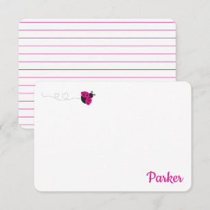 Cartões de Nota Ladybug Cor-de-rosa para papelaria