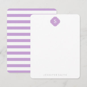 Cartões de Nota Lilac Quatrefoil Monogramas e Str