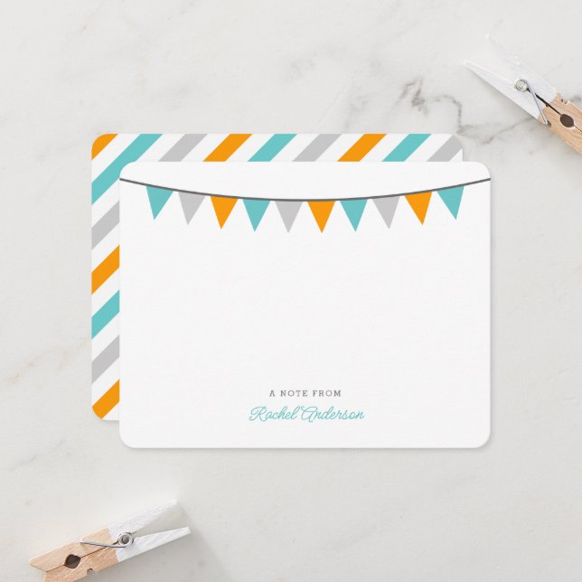 Cartões de nota lisos do monograma moderno da (Frente/Verso In Situ)