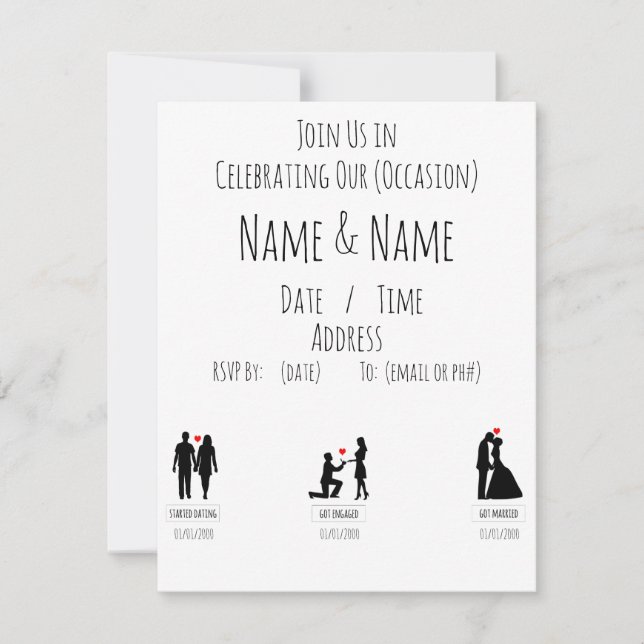 Cartões de Nota Minimalistas de Anúncio de Convite (Frente)