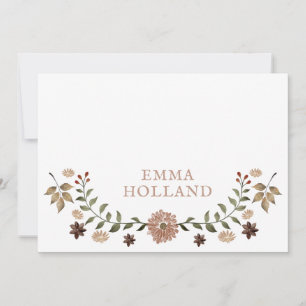 Cartões de Nota Personalizados Botânicos Rustic Wo