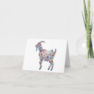 Cartões de nota personalizados cabra floral bonita