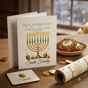 Cartões de Nota Personalizados de Hanukkah Oito Lu