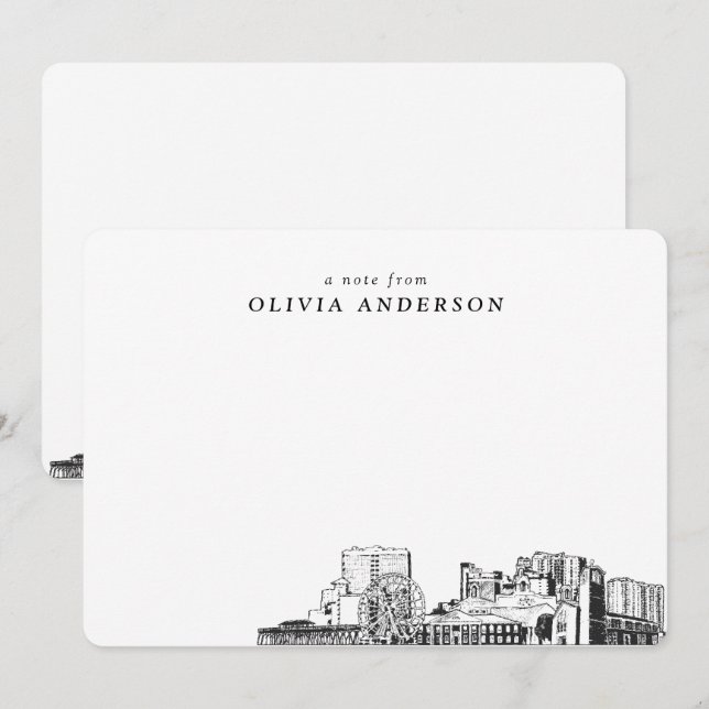 Cartões de Nota Personalizados do Myrtle Beach Ske (Frente/Verso)