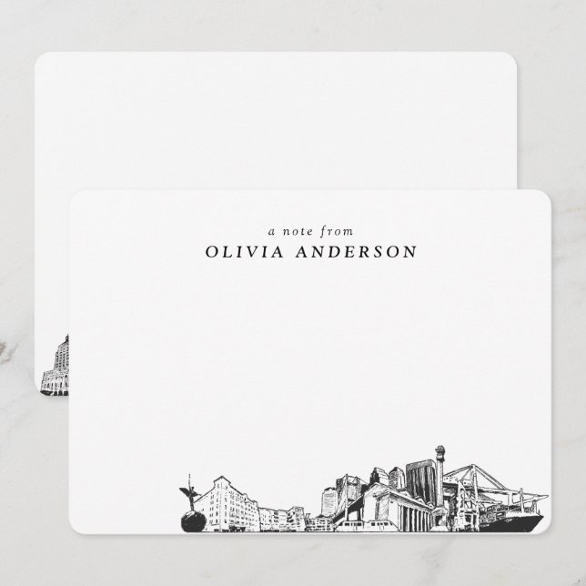 Cartões de Nota Personalizados do Skyline Jacksonv (Frente/Verso)