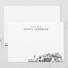 Cartões de Nota Personalizados do Skyline Sketch P