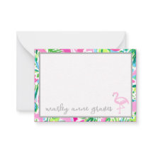 Cartões de Nota Personalizados Flamingo Coloridos