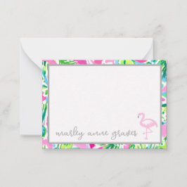 Cartões de Nota Personalizados Flamingo Coloridos
