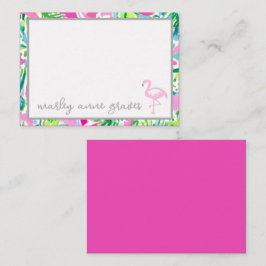 Cartões de Nota Personalizados Flamingo Coloridos