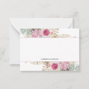 Cartões de Nota Personalizados Florais Fuchsia Ros