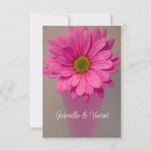 Cartões de nota plana de Gerber Daisy rosa em Vase