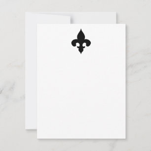 Cartões de Nota Plana Fleur de Lis Preto