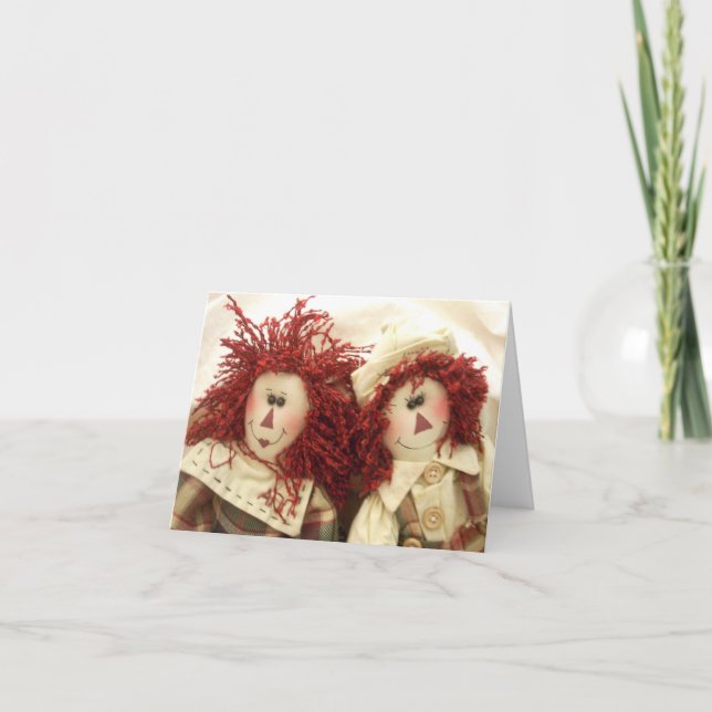 Cartões de nota Raggedy das bonecas (Frente)