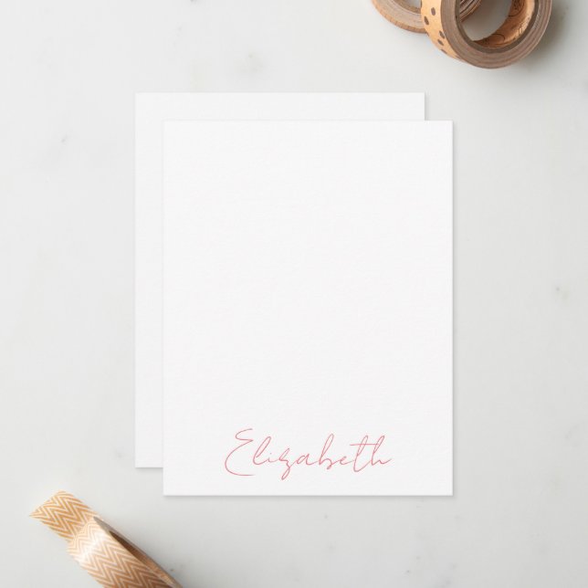 Cartões de Nota Rosa com Nome Personalizado (Frente/Verso In Situ)
