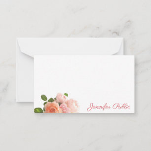 Cartões de Nota Script Rosas de Aquarela Cores de