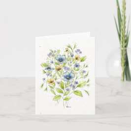 Cartões de notas de cor aquosa de flores selvagens