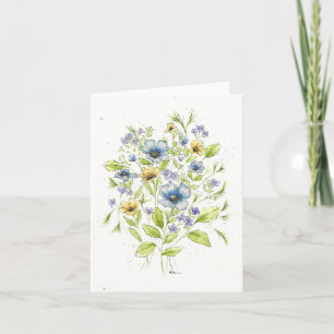 Cartões de notas de cor aquosa de flores selvagens