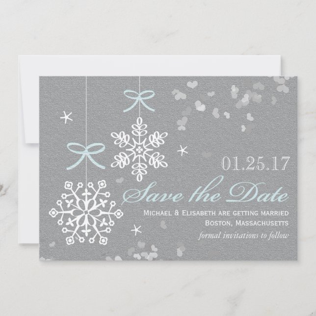 Cartões de Notificação de Data de Casamento Floco  (Frente)