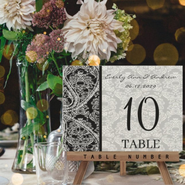 Cartões de Número da Tabela do Casamento tema dama (Criador carregado)