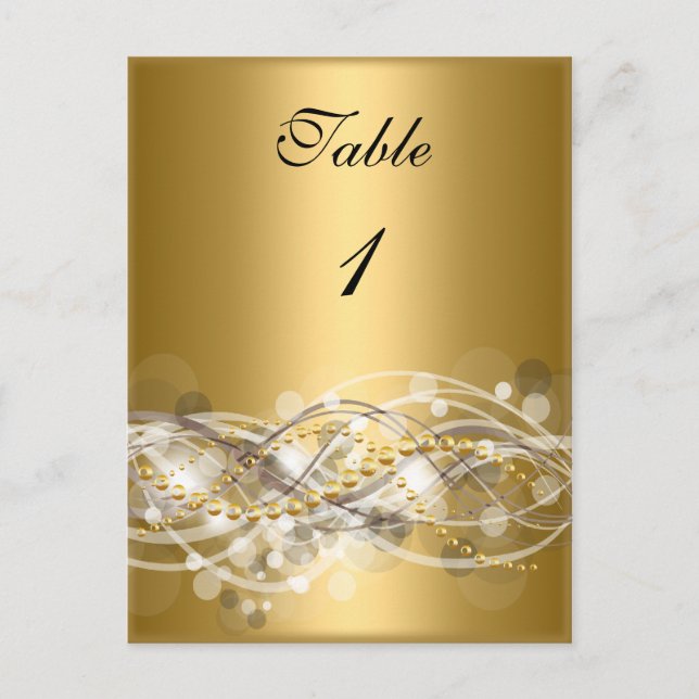 Cartões de Número de Mesa Branco Dourado (Frente)