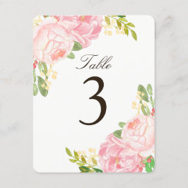 Cartões de Número de Mesa Charmosos Peônia Rosa