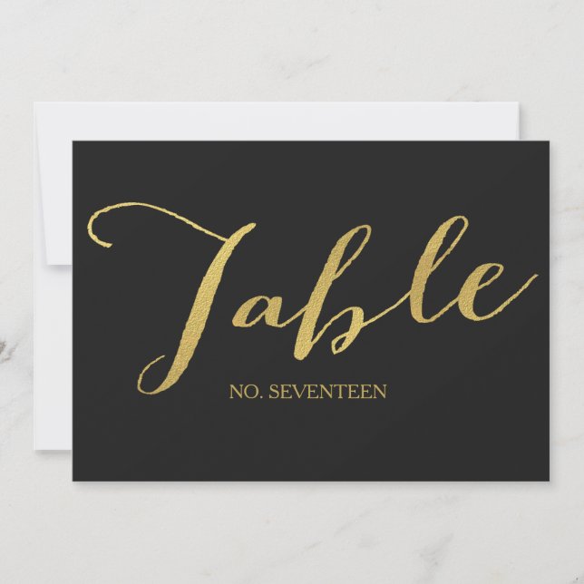 Cartões de Número de Mesa Chic Gold Script (Frente)