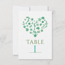 Cartões de Número de Mesa com Coisas da Praia em A