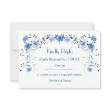 Cartões de Número de Mesa com Floral Azul Romântic