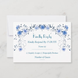 Cartões de Número de Mesa com Floral Azul Romântic