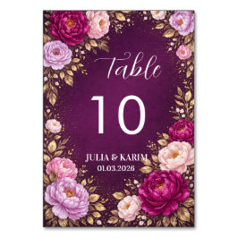 Cartões de Número de Mesa com Floral Roxo Recepção