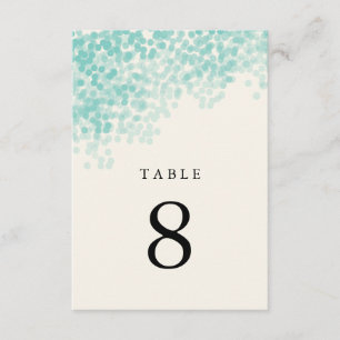 Cartões de Número de Mesa com Luz Azul Turquesa Ch