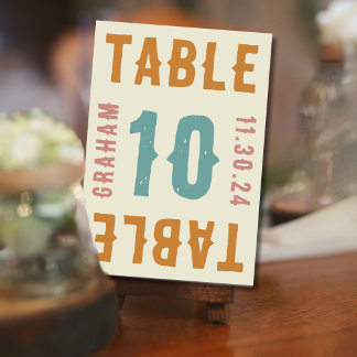 Cartões de Número de Mesa com Tipografia Brilhante