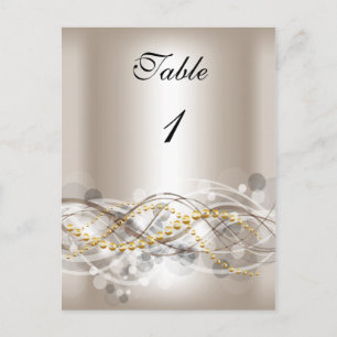 Cartões de Número de Mesa Creme Branco Dourado