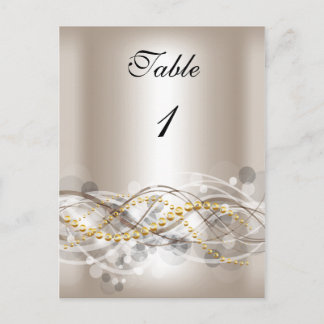 Cartões de Número de Mesa Creme Branco Dourado