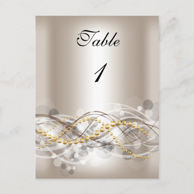 Cartões de Número de Mesa Creme Branco Dourado (Frente)
