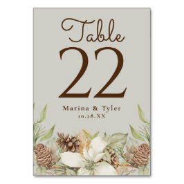 Cartões de Número de Mesa de Casamento Bege de Pin