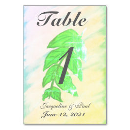 Cartões de Número de Mesa de Casamento com Aquarel