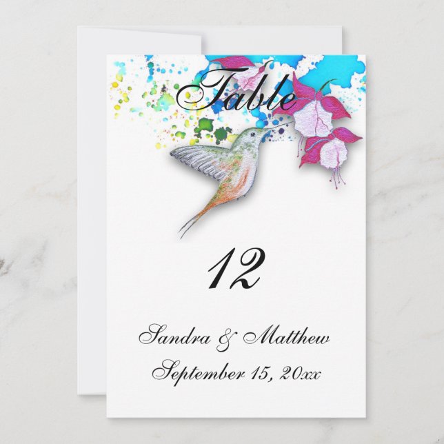 Cartões de Número de Mesa de Casamento com Beija-f (Frente)