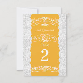 Cartões de Número de Mesa de Casamento com Renda A