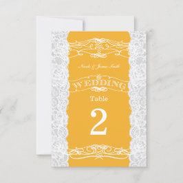 Cartões de Número de Mesa de Casamento com Renda A