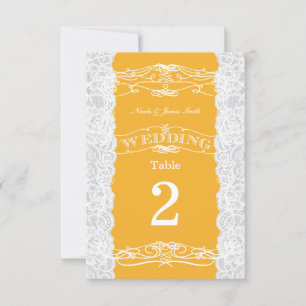 Cartões de Número de Mesa de Casamento com Renda A