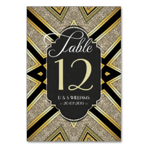 Cartões de Número de Mesa de Casamento Dourado Art
