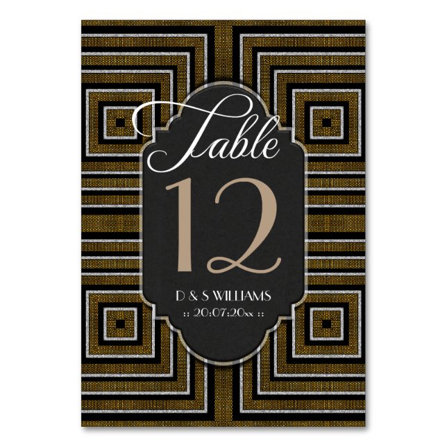 Cartões de Número de Mesa de Casamento em Bronze D (Frente)